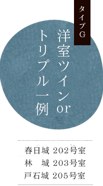 キッチン付洋室ツイン タイプG 洋室ツインorトリプル